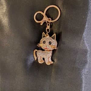 Cat Keychain with Rhinestones
